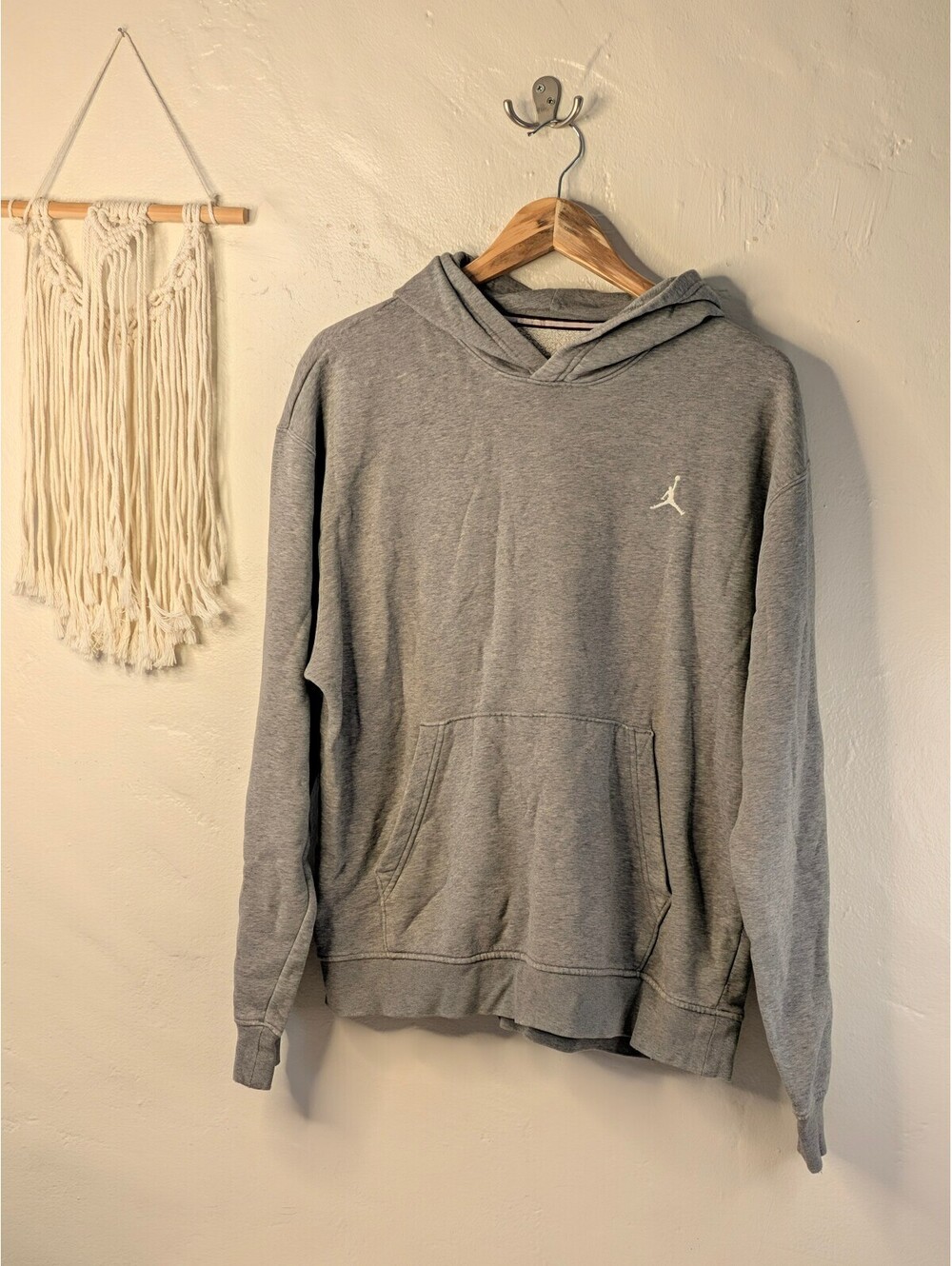 Nike Air Jordan Brooklyn Fleece Pullover Hoodie Grey Size M